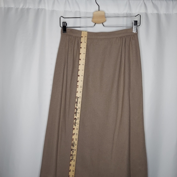 Tailored By Handmacher 60's Skirt Suit Set XS/S 10 Beige Button Velour High Neck - Picture 12 of 16